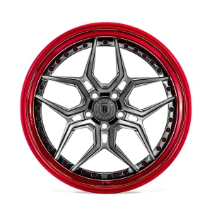 CHEVROLET CORVETTE ROHANA RFG5 3-Piece Wheel Size 19 Front 21 Rear Aircraft Gray w/ Candy Red Lip