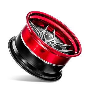 CHEVROLET CORVETTE ROHANA RFG5 3-Piece Wheel Size 19 Front 21 Rear Aircraft Gray w/ Candy Red Lip