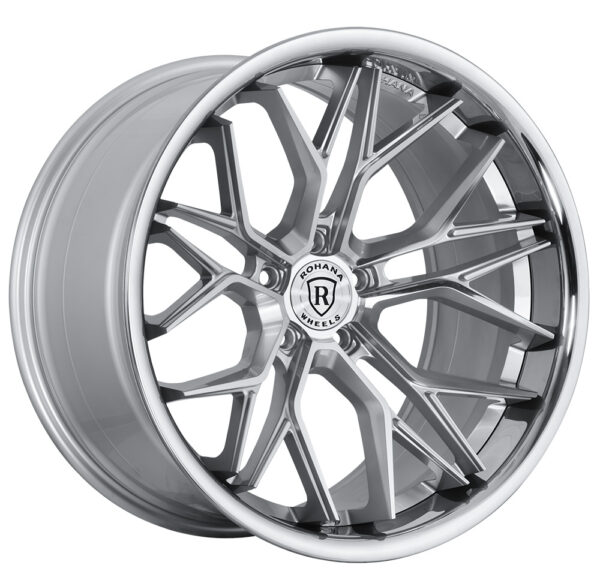 ROHANA RFC3 Size 20x10 Machine Silver with Chrome Lip