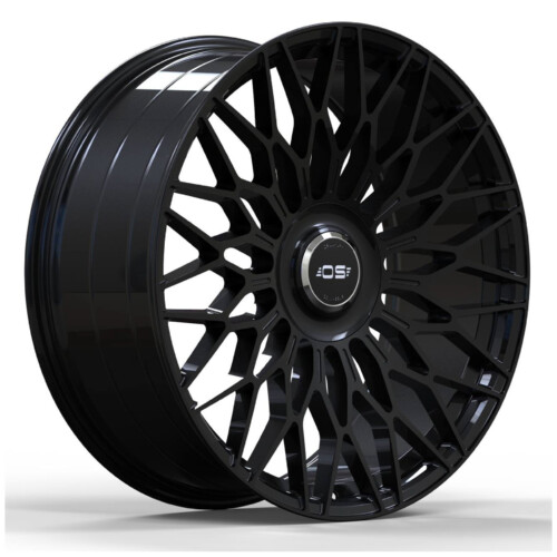 0369 OS FF-1 Flow Forged Wheels Rims Size 24 Inch Gloss Black with Floating Center Cap