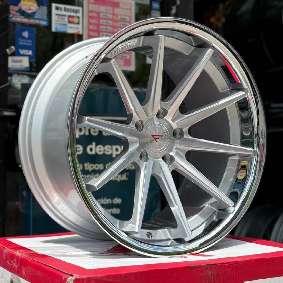 FERRADA FR4 Wheels Rims Size 22 Machine Silver with Chrome Lip - Image 2