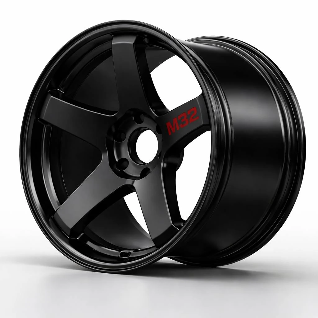 C M32 Wheels Size 18 Matte Black with Gloss Black Lip - Imagen 5