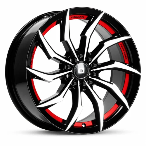 Axia AF-200 Wheels Rims Size 17 Gloss Black Machine Face Red Under