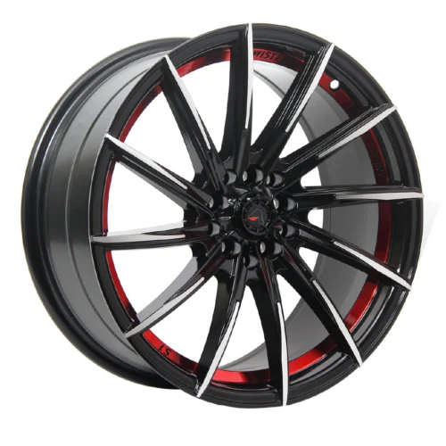 Axia AF-201 Wheels Rims Size 17 Gloss Black Machine Face Red Under