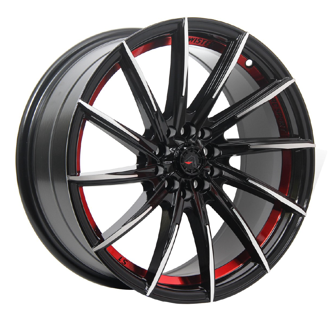Axia AF-201 Wheels Rims Size 17 Gloss Black Machine Face Red Under