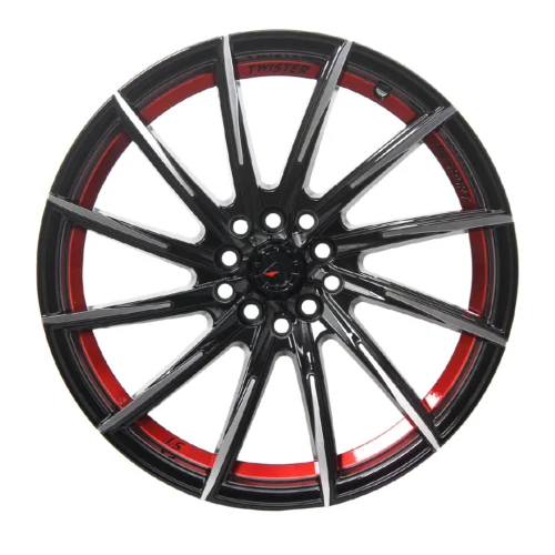 Axia AF-201 Wheels Rims Size 17 Gloss Black Machine Face Red Under