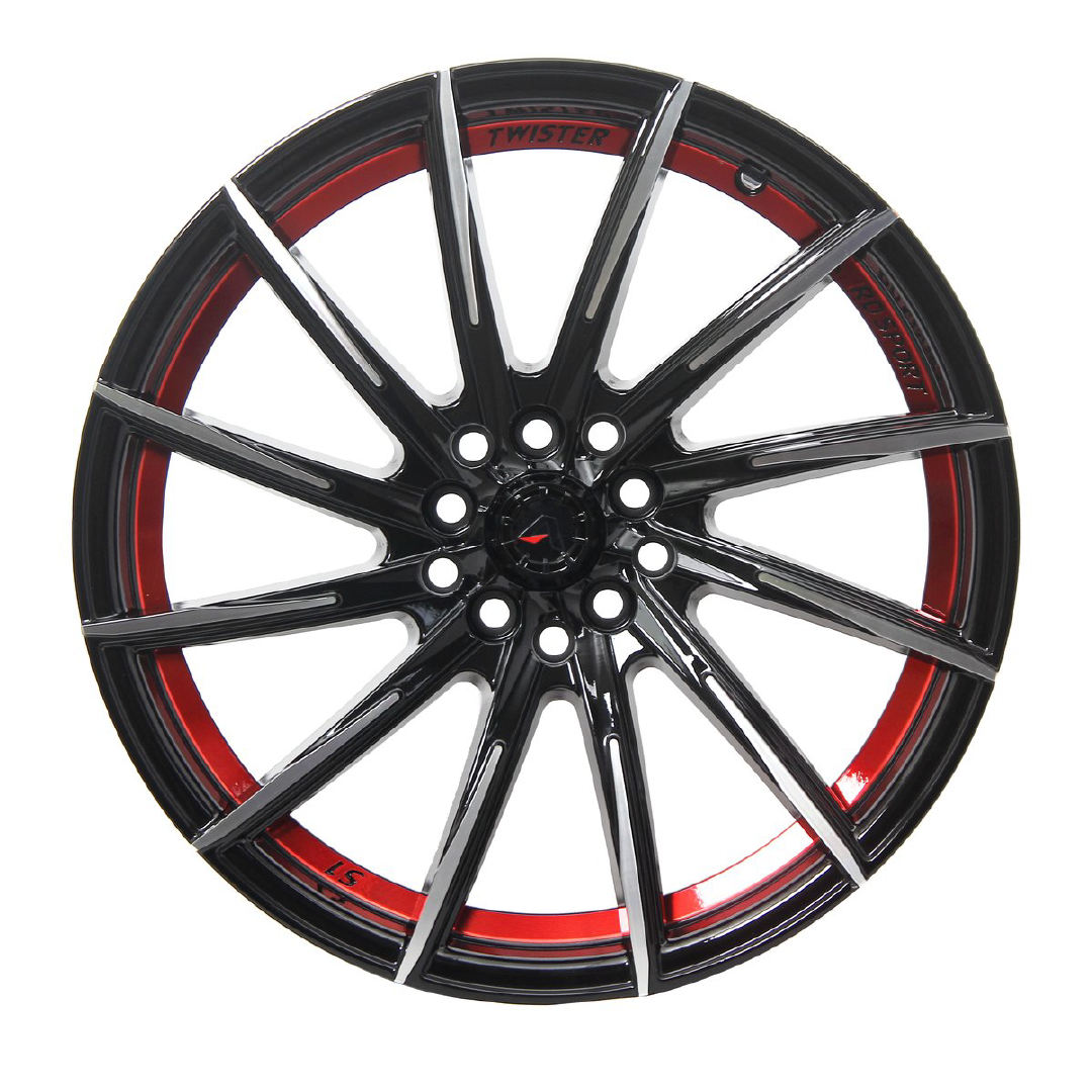 Axia AF-201 Wheels Rims Size 17 Gloss Black Machine Face Red Under - Image 2